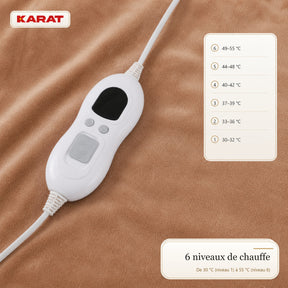Couverture chauffante électrique | Borea | 6 niveaux jusqu’à 55 °C, contrôleur LCD & minuterie | 3 tailles & 7 couleurs