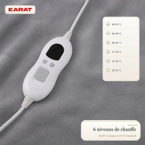 Couverture chauffante électrique | Borea | 6 niveaux jusqu’à 55 °C, contrôleur LCD & minuterie | 3 tailles & 7 couleurs