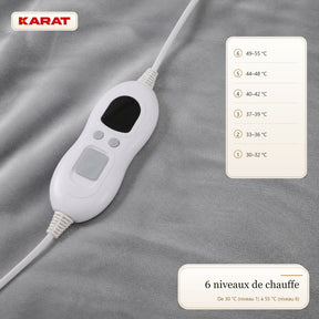 Couverture chauffante électrique | Borea | 6 niveaux jusqu’à 55 °C, contrôleur LCD & minuterie | 3 tailles & 7 couleurs
