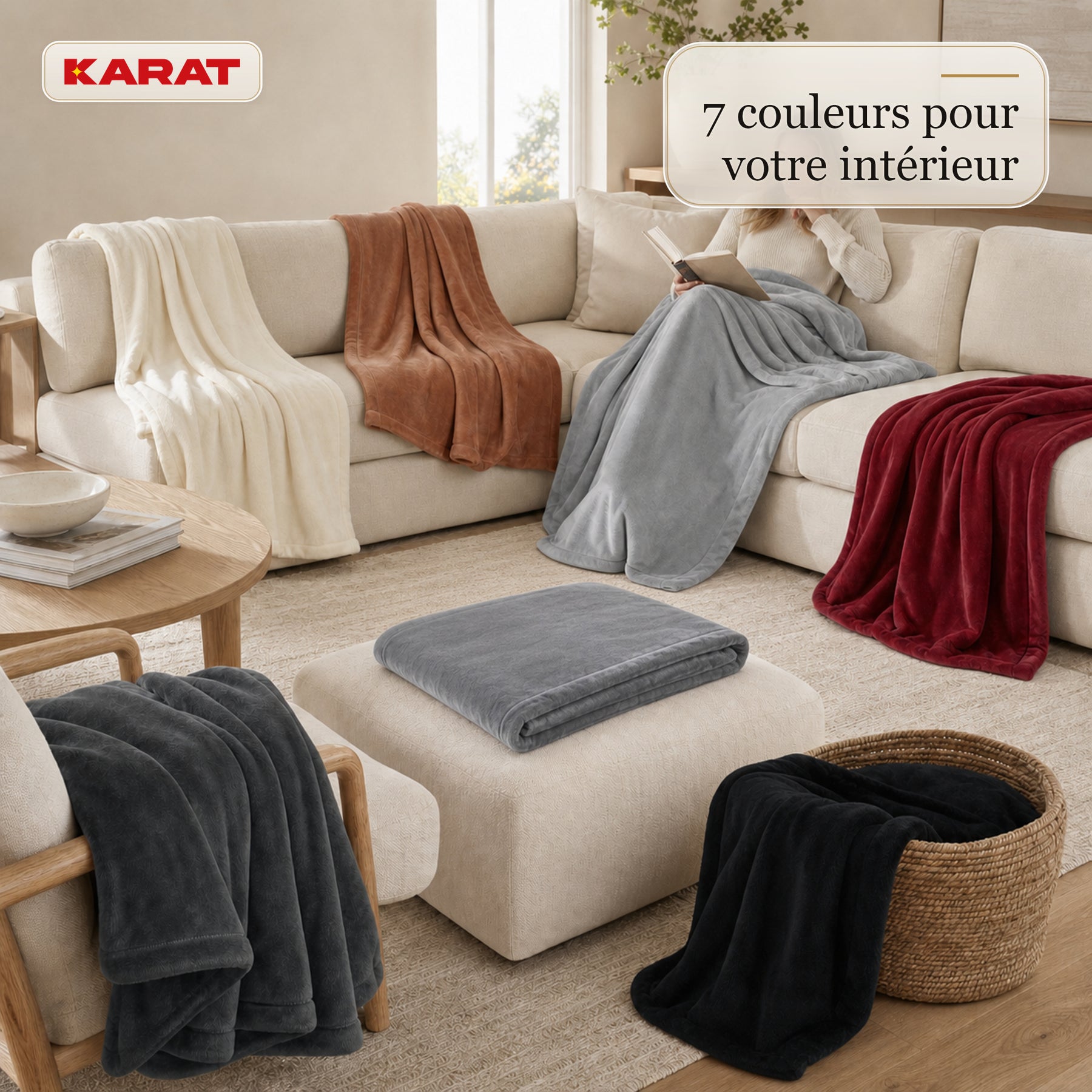 Couverture chauffante électrique | Borea | 6 niveaux jusqu’à 55 °C, contrôleur LCD & minuterie | 3 tailles & 7 couleurs