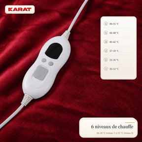 Couverture chauffante électrique | Borea | 6 niveaux jusqu’à 55 °C, contrôleur LCD & minuterie | 3 tailles & 7 couleurs