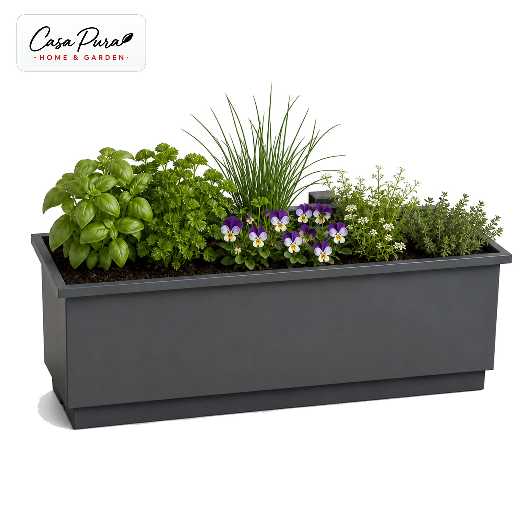 Jardinière de balcon | Viola | Jardinière en métal avec bac récupérateur pour balcon & garde-corps