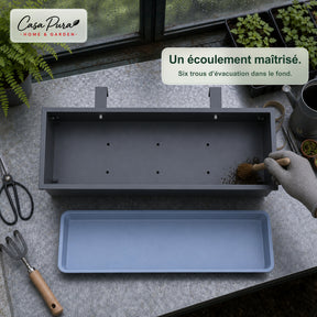 Jardinière de balcon | Viola | Jardinière en métal avec bac récupérateur pour balcon & garde-corps