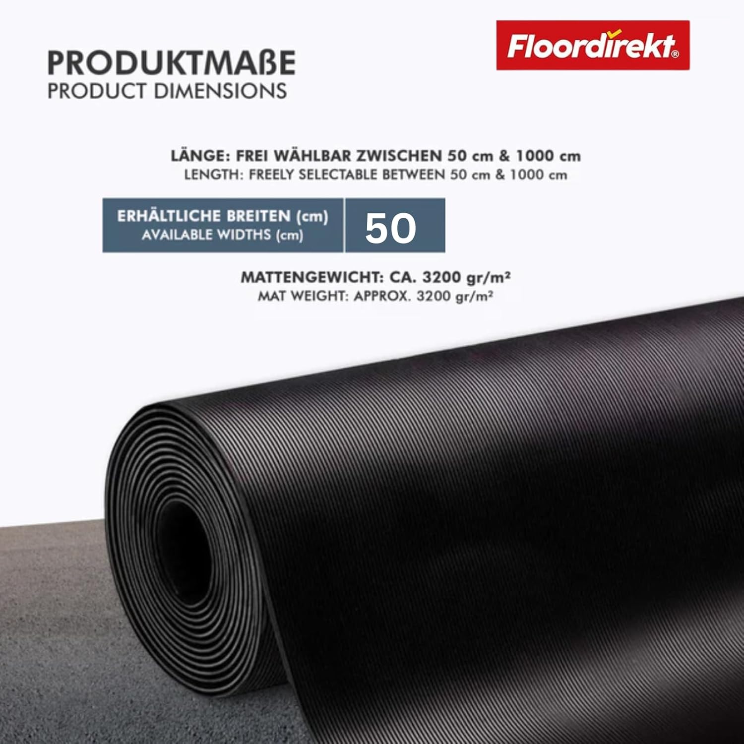 Tapis de protection pour câbles en caoutchouc | Finement nervuré | Antidérapant, épaisseur 3 mm | Pont de câbles idéal pour les manifestations et événements