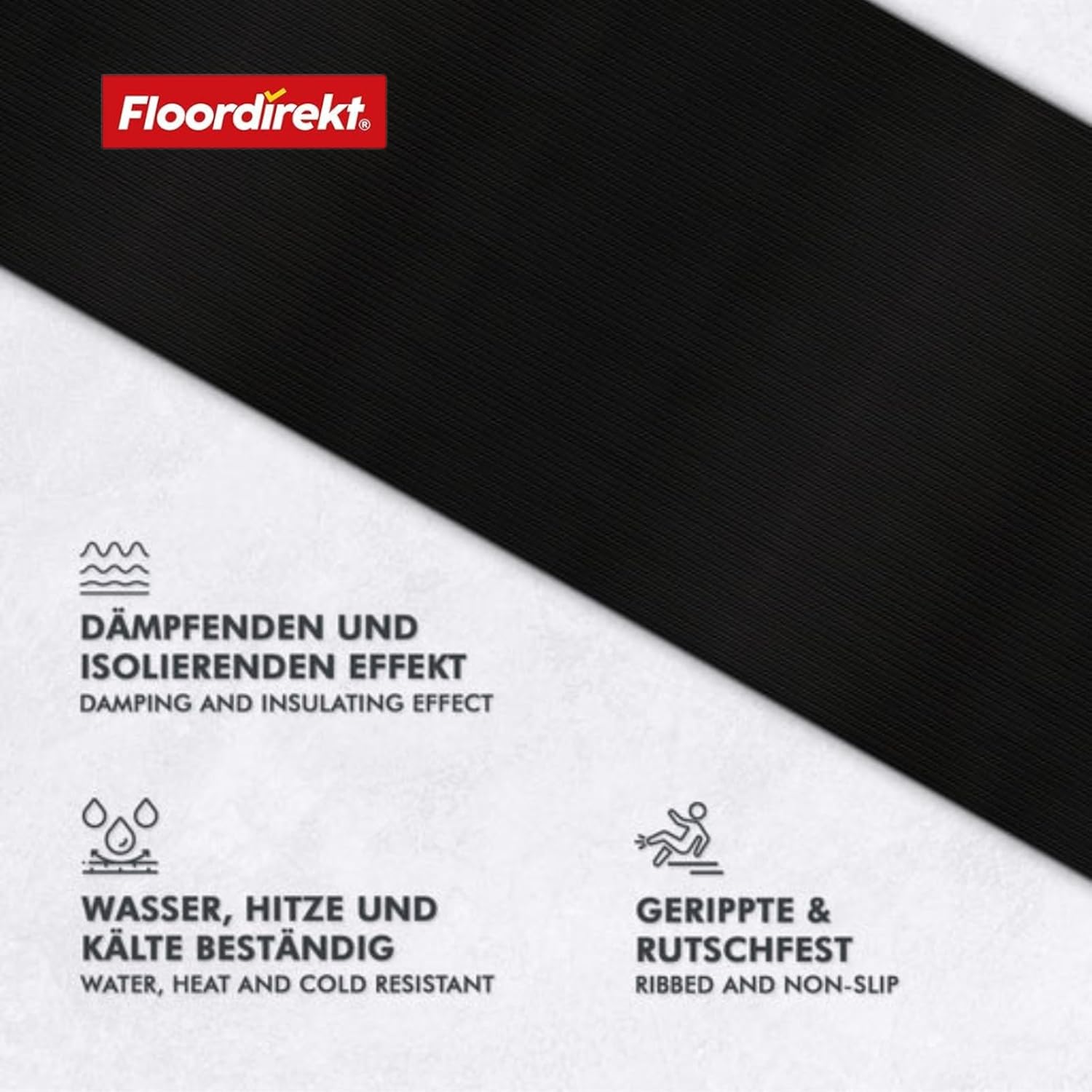 Tapis de protection pour câbles en caoutchouc | Finement nervuré | Antidérapant, épaisseur 3 mm | Pont de câbles idéal pour les manifestations et événements