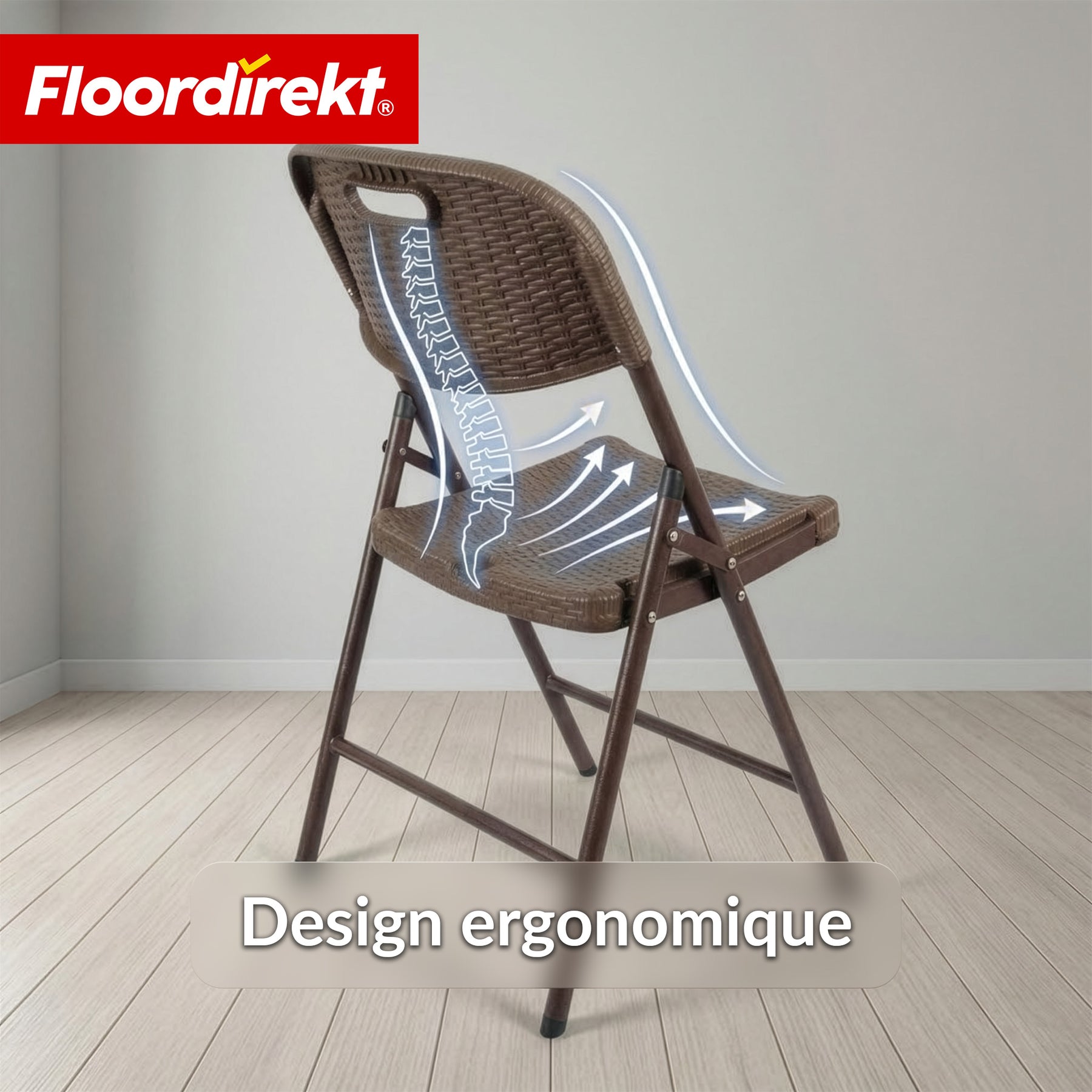 Chaise pliante lot de 2 | Niigata | Chaise de jardin pliante marron aspect rotin