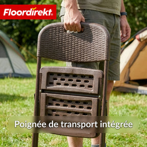 Chaise pliante lot de 2 | Niigata | Chaise de jardin pliante marron aspect rotin