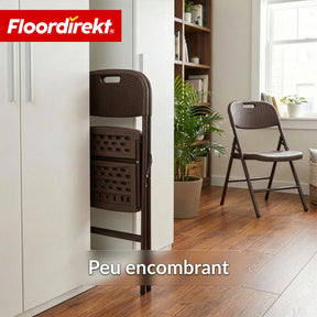 Chaise pliante lot de 2 | Niigata | Chaise de jardin pliante marron aspect rotin