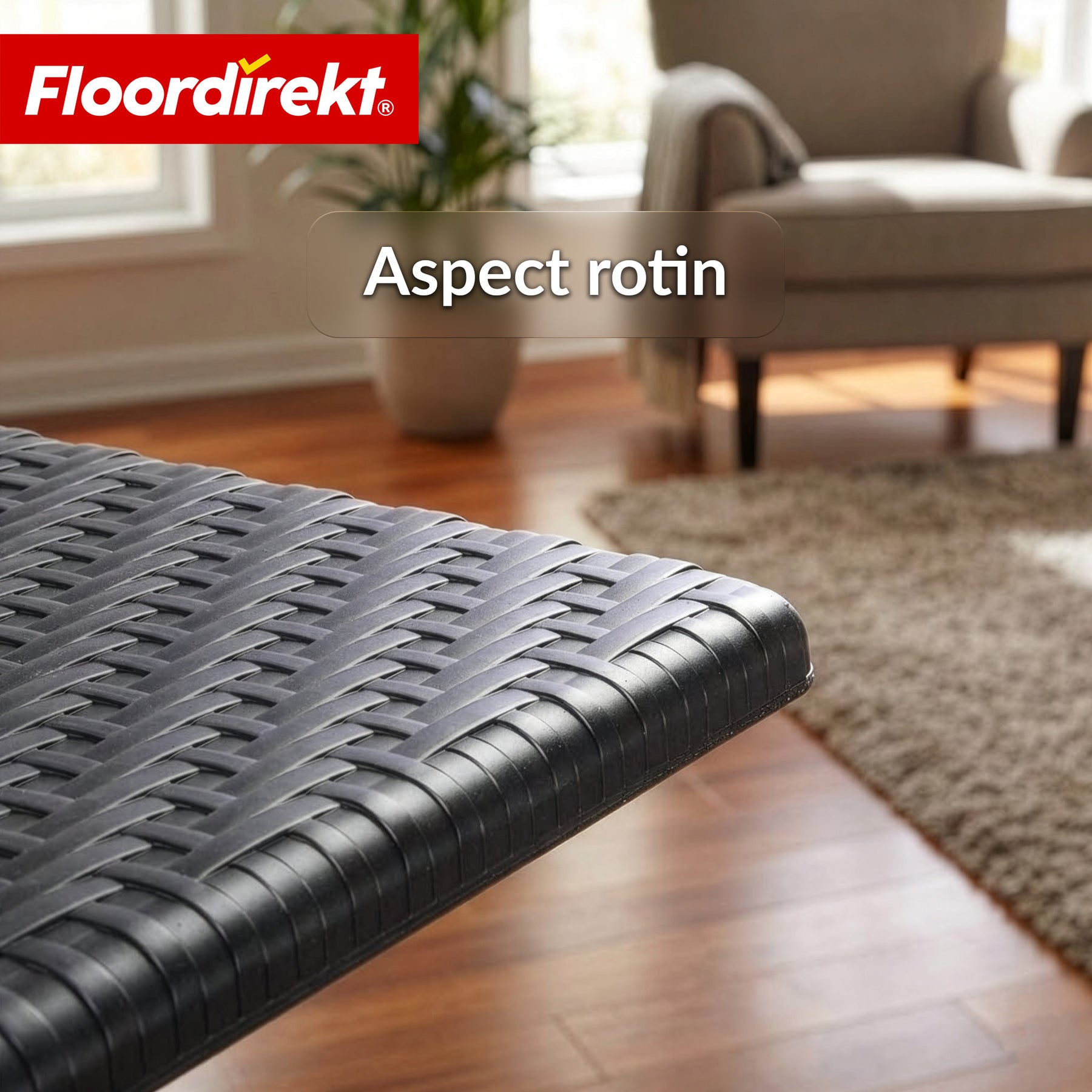 Table pliante | Kobe | Table de jardin pliante noire en effet rotin | 60 × 60 cm