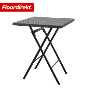 Table pliante | Kobe | Table de jardin pliante noire en effet rotin | 60 × 60 cm