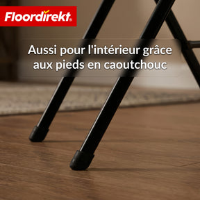 Table pliante | Toyama | Table de jardin ronde et pliante en aspect rotin, noire | Ø 60 cm