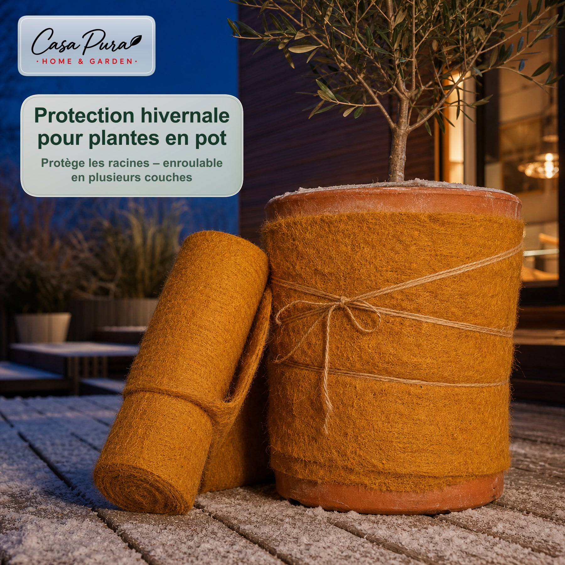 Natte en coco 100 × 1000 cm | Rouleau de 10 m en 100 % fibre de coco | 10 mm d’épaisseur