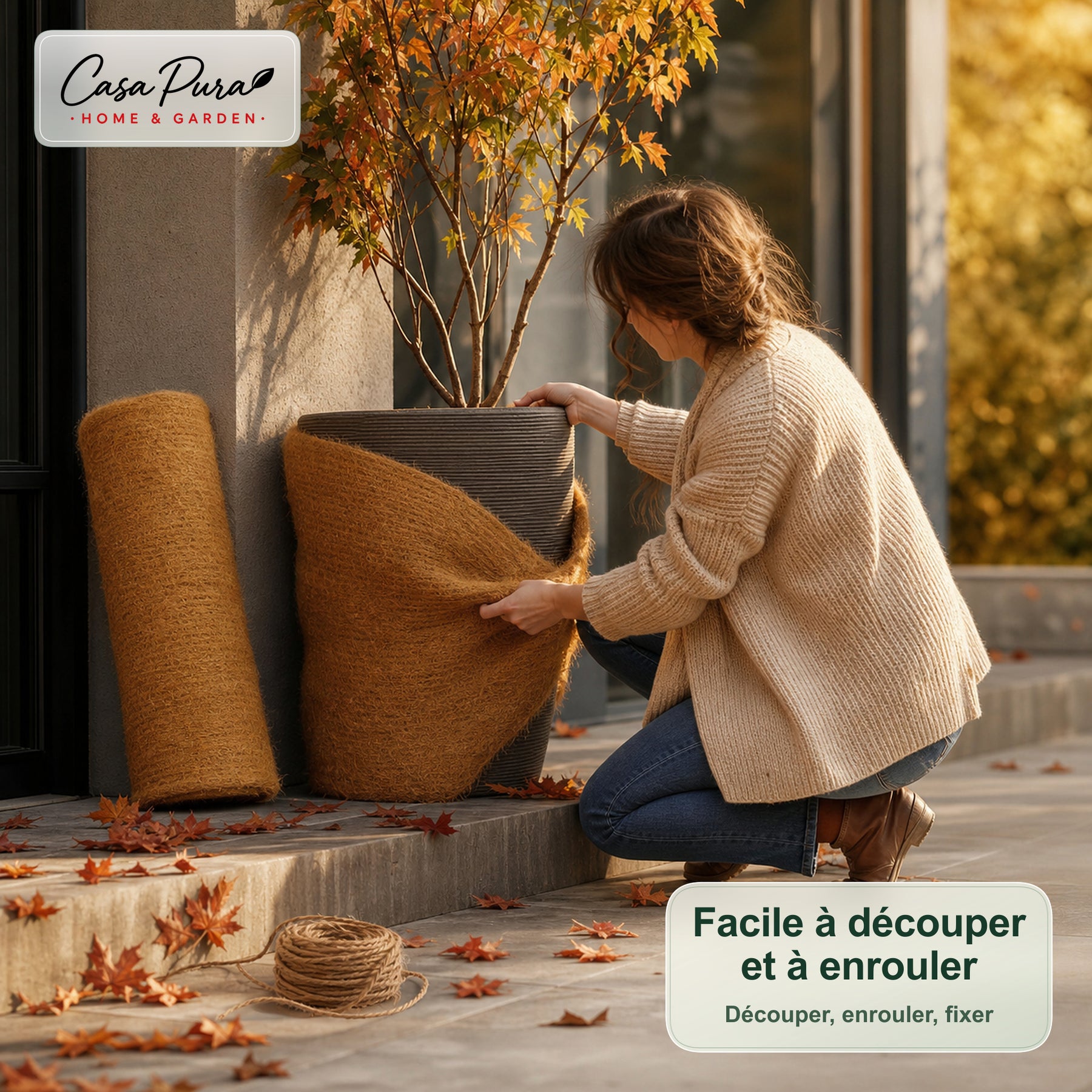 Natte en coco 100 × 1000 cm | Rouleau de 10 m en 100 % fibre de coco | 10 mm d’épaisseur