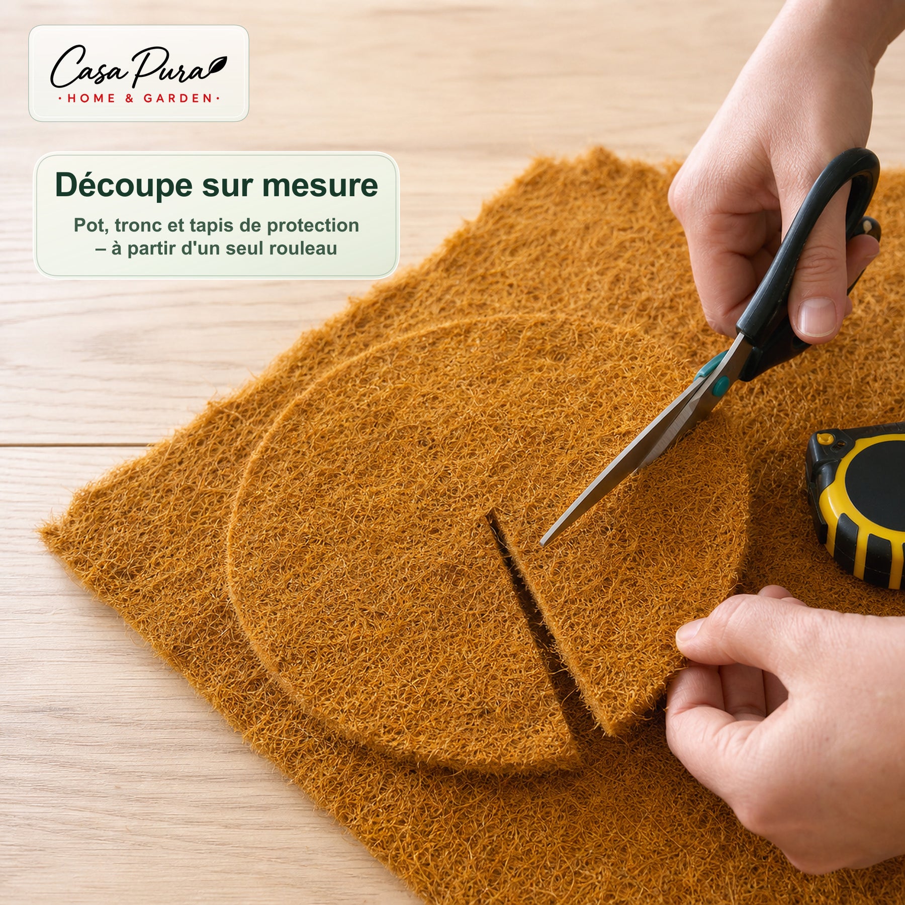 Natte en coco 100 × 1000 cm | Rouleau de 10 m en 100 % fibre de coco | 10 mm d’épaisseur