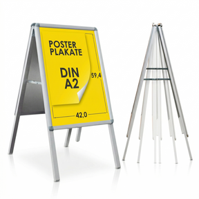 Panneau stop-trottoir | DIN A1 & A2 | Chevalet publicitaire double face en aluminium