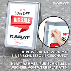 Panneau stop-trottoir | DIN A1 & A2 | Chevalet publicitaire double face en aluminium