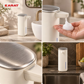 Distributeur automatique de savon mousse | Liora | Sans contact avec capteur, batterie USB-C & inox | 250 ml