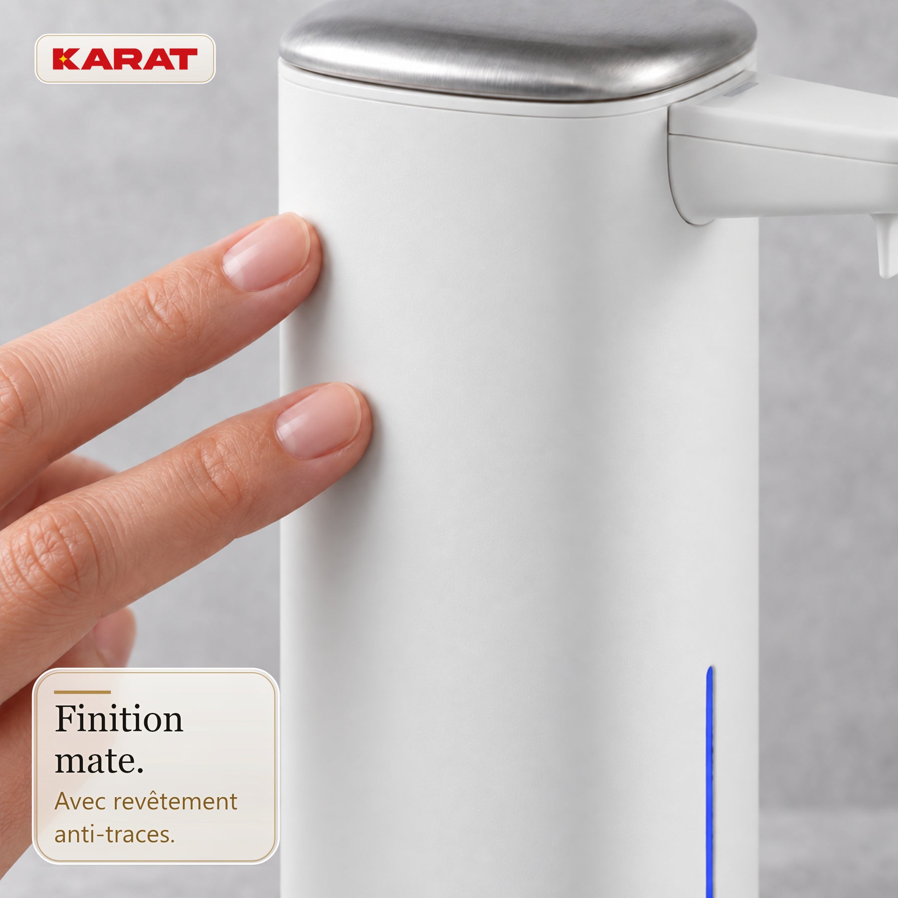 Distributeur automatique de savon mousse | Liora | Sans contact avec capteur, batterie USB-C & inox | 250 ml