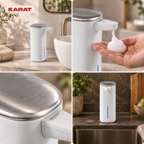 Distributeur automatique de savon mousse | Liora | Sans contact avec capteur, batterie USB-C & inox | 250 ml