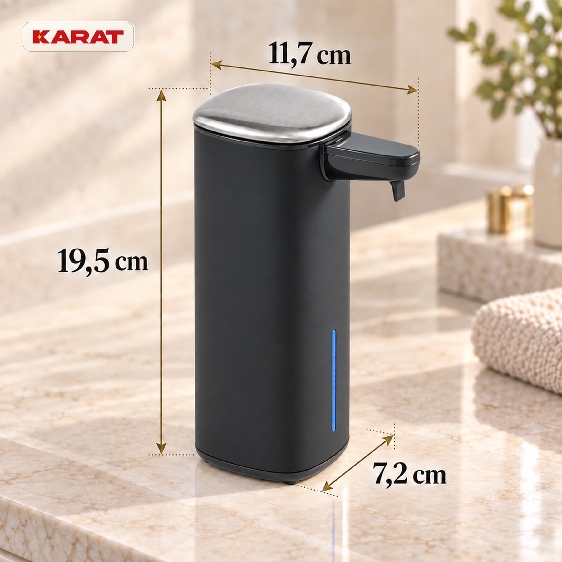 Distributeur automatique de savon mousse | Liora | Sans contact avec capteur, batterie USB-C & inox | 250 ml