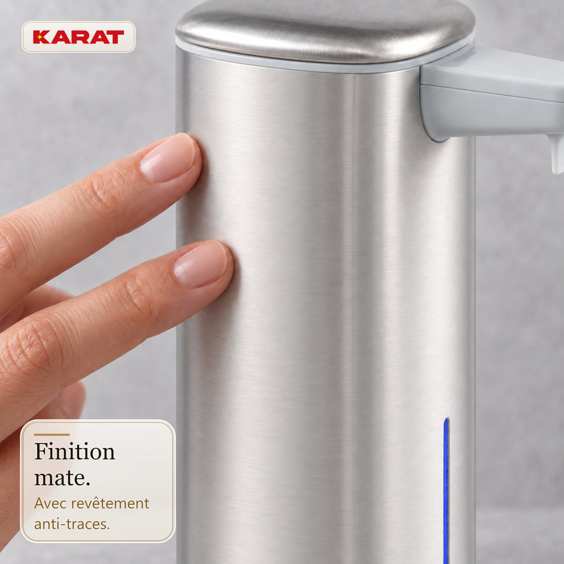 Distributeur automatique de savon mousse | Liora | Sans contact avec capteur, batterie USB-C & inox | 250 ml