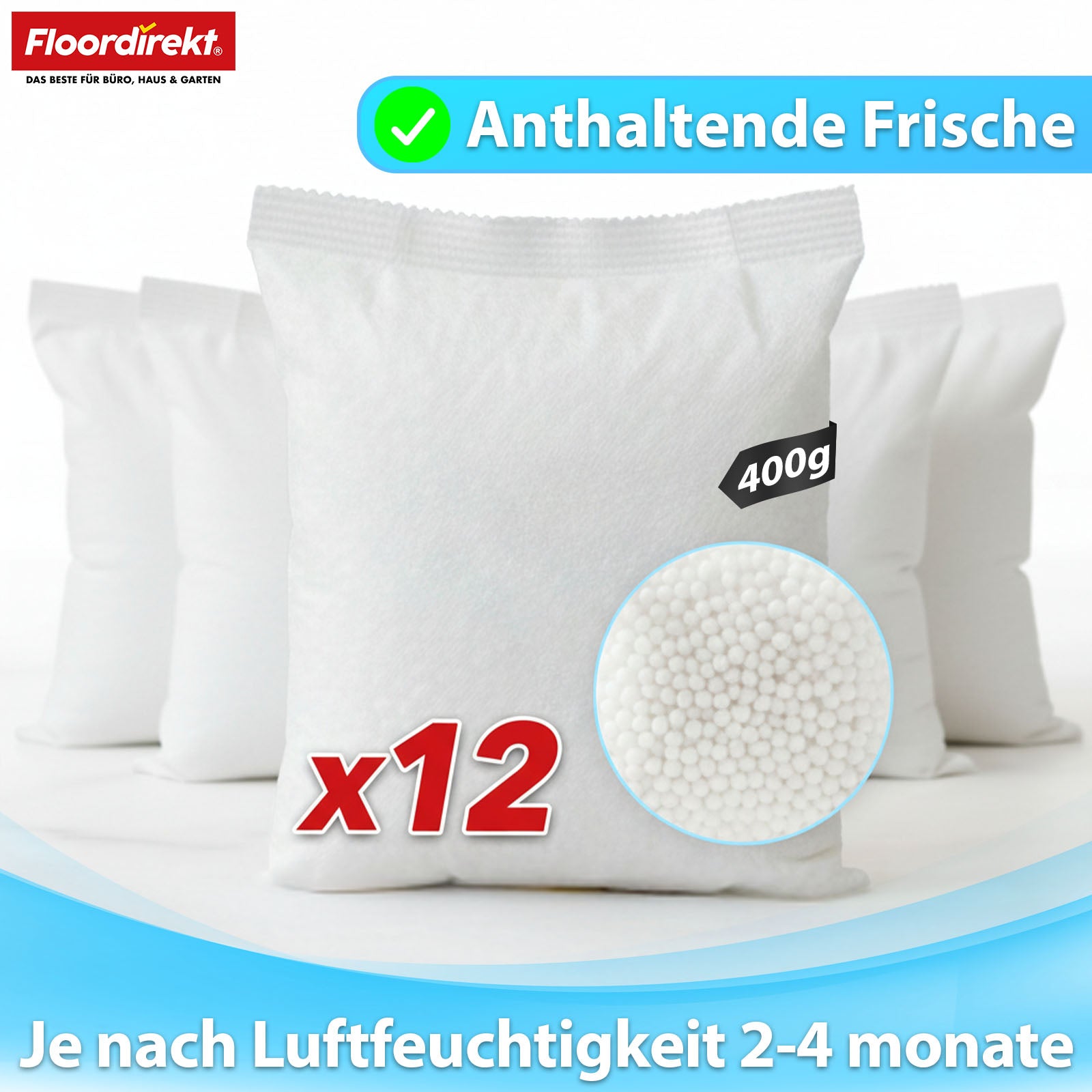 Recharge pour déshumidificateur, lot de 12 | Habo | Sachets de recharge pour déshumidificateur d'intérieur pour cave, salle de bain, pièces à vivre