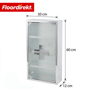 Armoire à pharmacie | Allen | Armoire à médicaments verrouillable en acier inoxydable ou thermolaqué blanc | Avec porte en verre