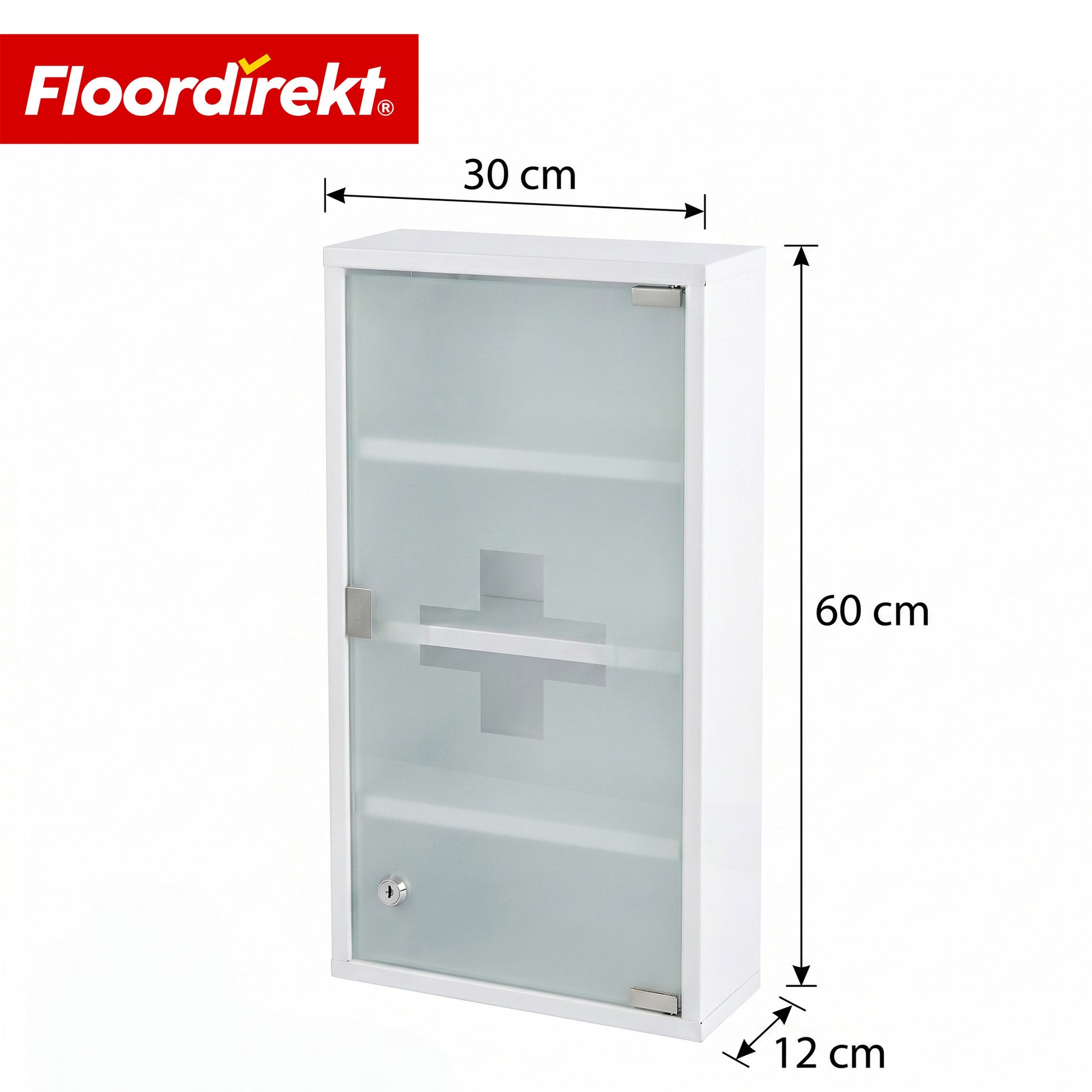 Armoire à pharmacie | Allen | Armoire à médicaments verrouillable en acier inoxydable ou thermolaqué blanc | Avec porte en verre