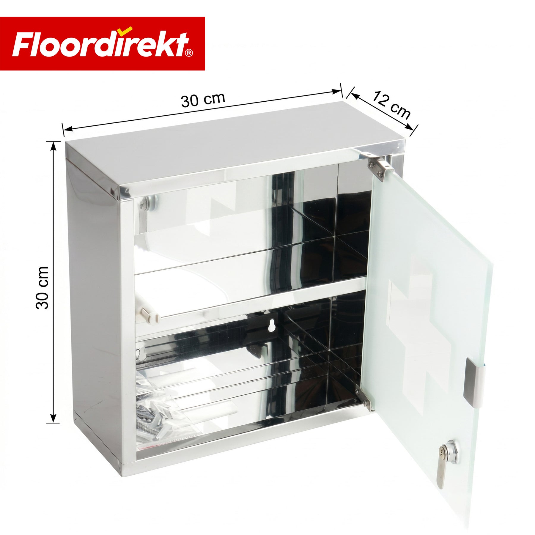 Armoire à pharmacie | Allen | Armoire à médicaments verrouillable en acier inoxydable ou thermolaqué blanc | Avec porte en verre