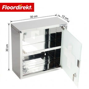 Armoire à pharmacie | Allen | Armoire à médicaments verrouillable en acier inoxydable ou thermolaqué blanc | Avec porte en verre