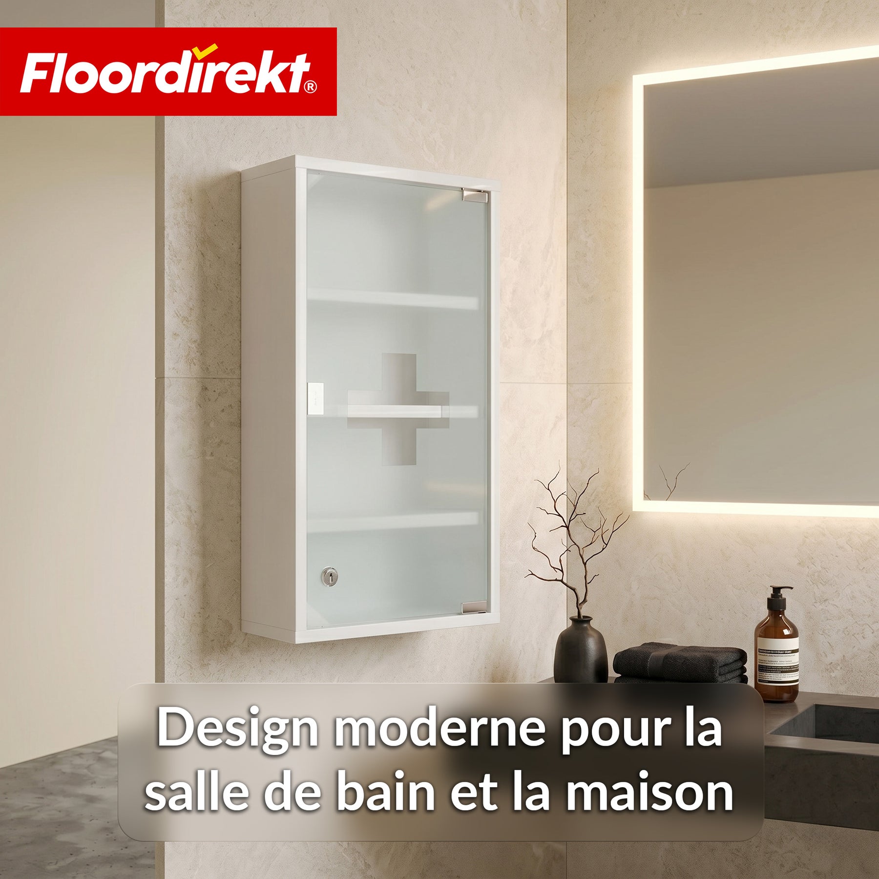 Armoire à pharmacie | Allen | Armoire à médicaments verrouillable en acier inoxydable ou thermolaqué blanc | Avec porte en verre