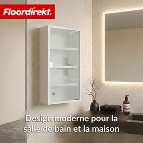 Armoire à pharmacie | Allen | Armoire à médicaments verrouillable en acier inoxydable ou thermolaqué blanc | Avec porte en verre