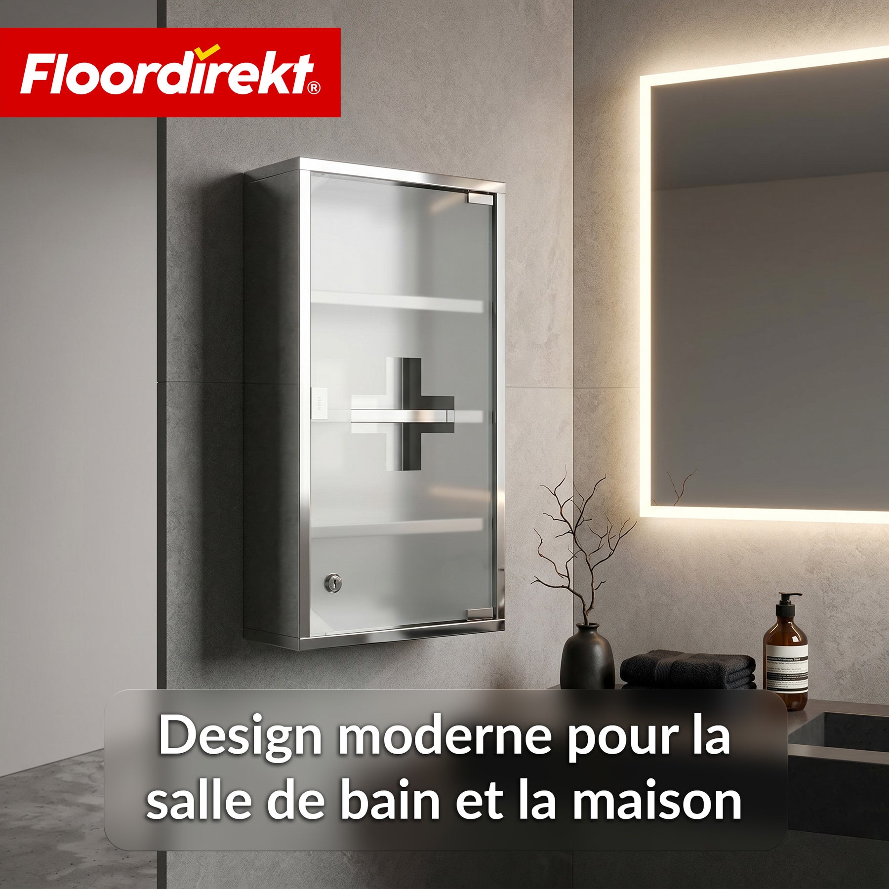 Armoire à pharmacie | Allen | Armoire à médicaments verrouillable en acier inoxydable ou thermolaqué blanc | Avec porte en verre