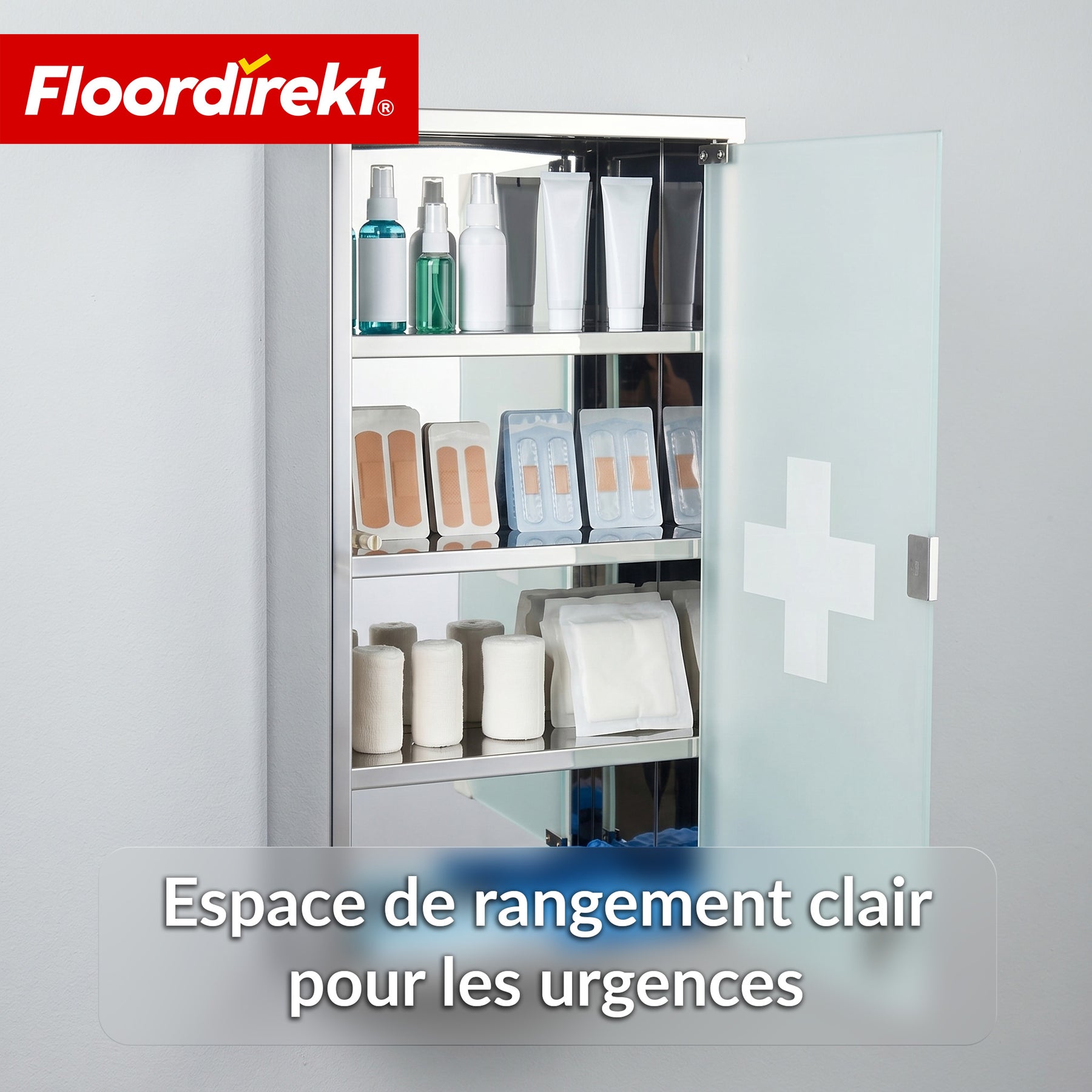 Armoire à pharmacie | Allen | Armoire à médicaments verrouillable en acier inoxydable ou thermolaqué blanc | Avec porte en verre