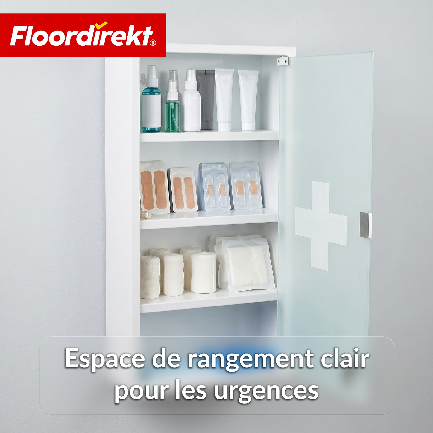 Armoire à pharmacie | Allen | Armoire à médicaments verrouillable en acier inoxydable ou thermolaqué blanc | Avec porte en verre