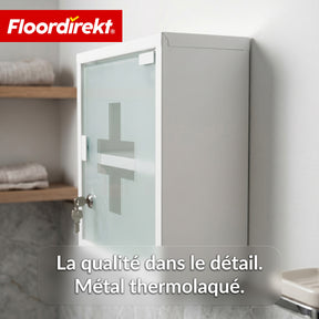 Armoire à pharmacie | Allen | Armoire à médicaments verrouillable en acier inoxydable ou thermolaqué blanc | Avec porte en verre