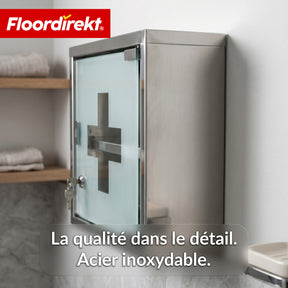 Armoire à pharmacie | Allen | Armoire à médicaments verrouillable en acier inoxydable ou thermolaqué blanc | Avec porte en verre