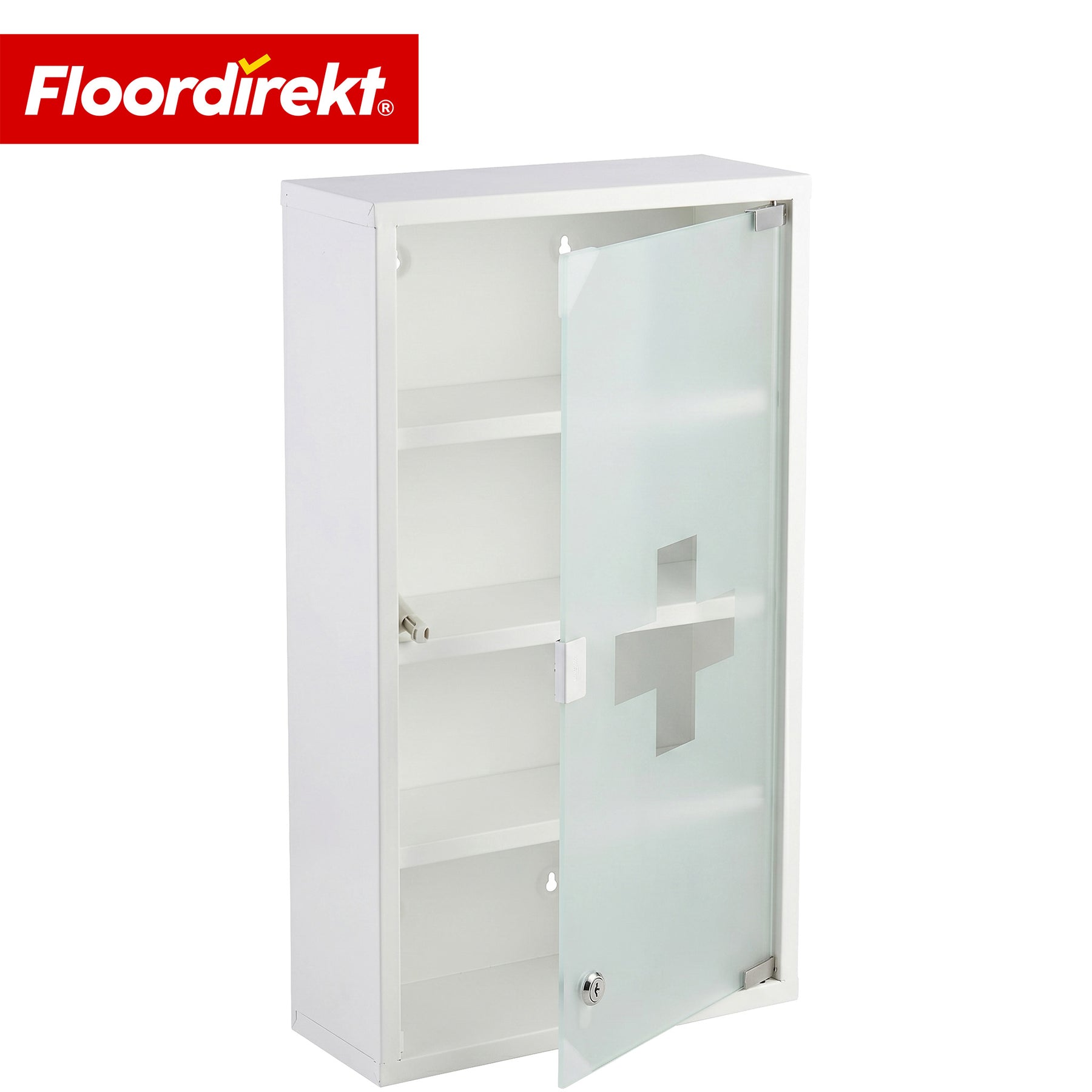 Armoire à pharmacie | Allen | Armoire à médicaments verrouillable en acier inoxydable ou thermolaqué blanc | Avec porte en verre