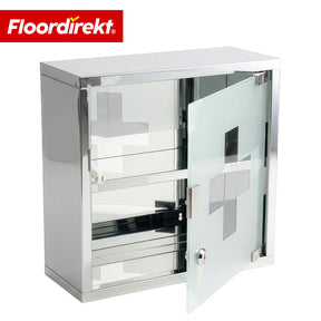 Armoire à pharmacie | Allen | Armoire à médicaments verrouillable en acier inoxydable ou thermolaqué blanc | Avec porte en verre