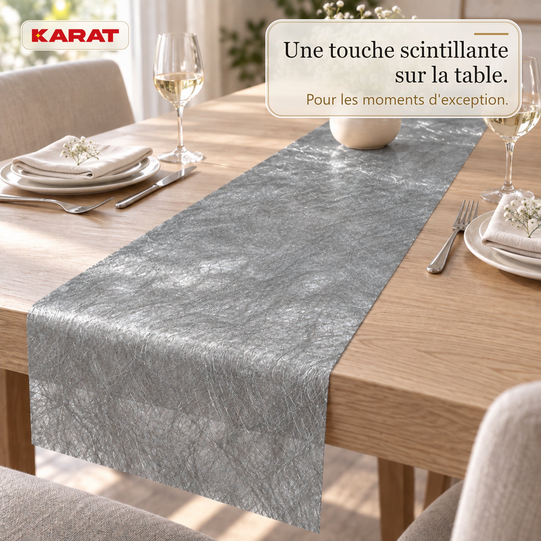 Chemin de table | Monarch | Voile décoratif à reflets métallisés | Rouleau 30 cm x 25 m | 13 coloris