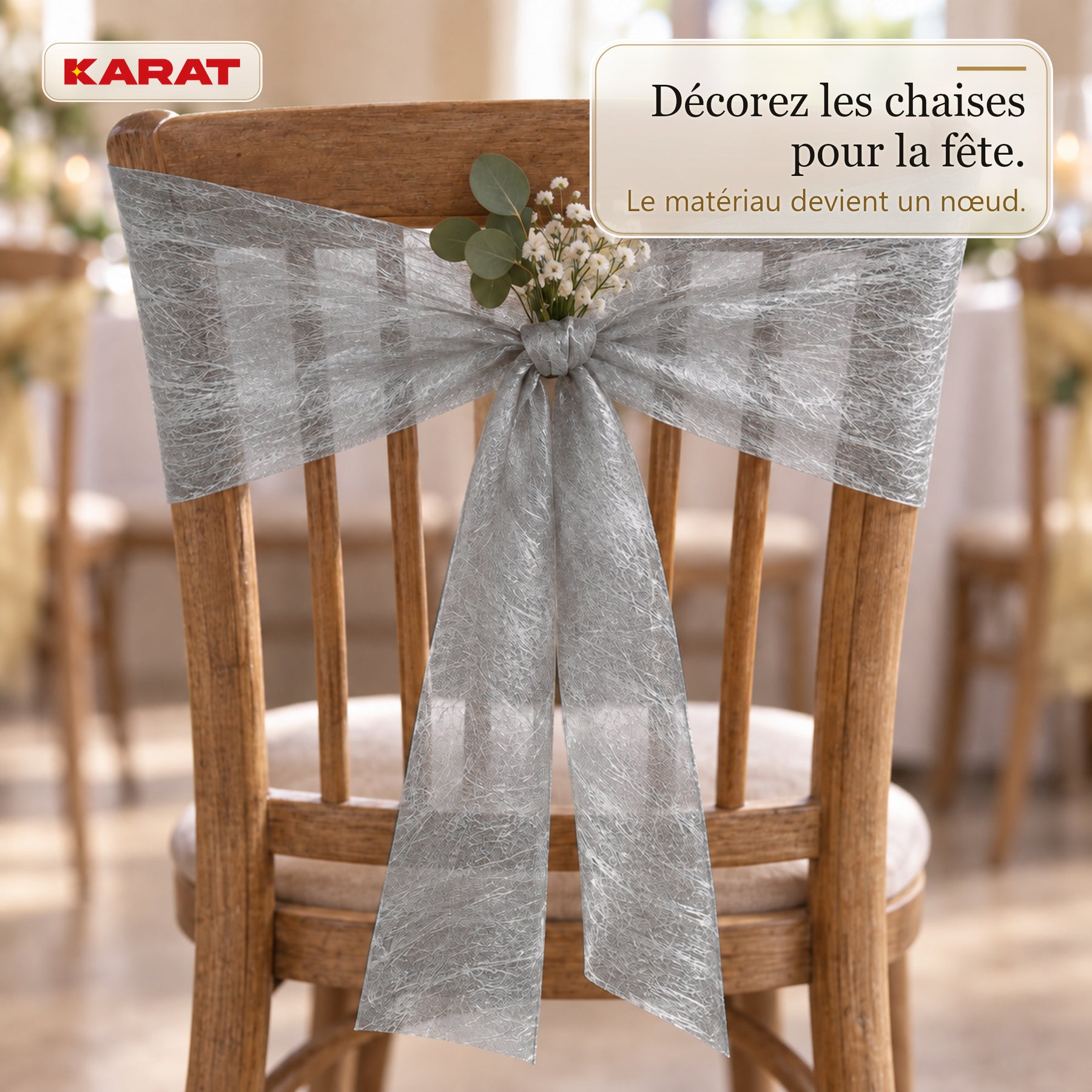 Chemin de table | Monarch | Voile décoratif à reflets métallisés | Rouleau 30 cm x 25 m | 13 coloris