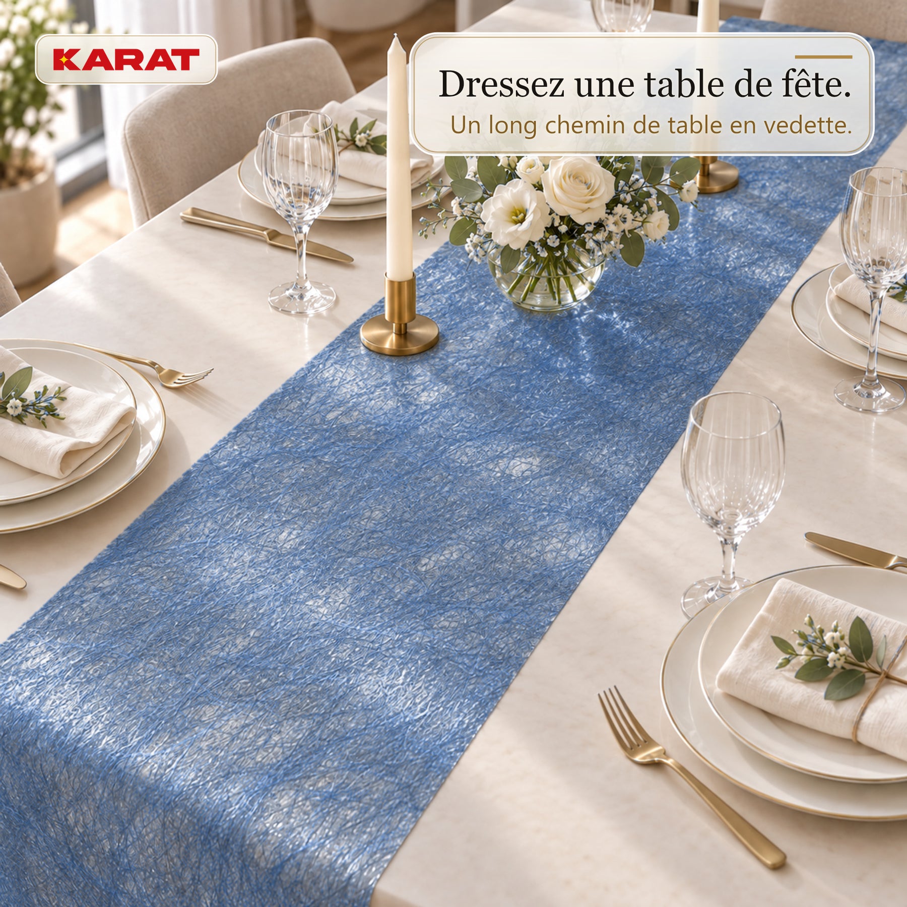 Chemin de table | Monarch | Voile décoratif à reflets métallisés | Rouleau 30 cm x 25 m | 13 coloris