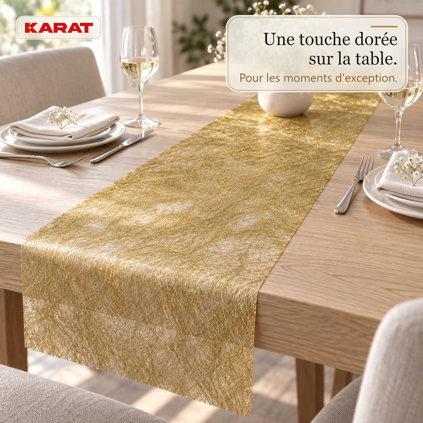 Chemin de table | Monarch | Voile décoratif à reflets métallisés | Rouleau 30 cm x 25 m | 13 coloris
