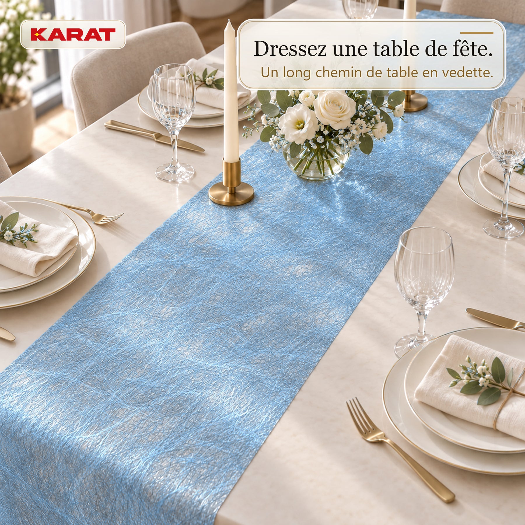 Chemin de table | Monarch | Voile décoratif à reflets métallisés | Rouleau 30 cm x 25 m | 13 coloris