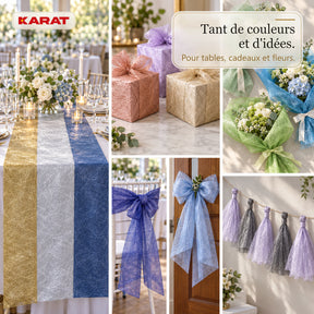 Chemin de table | Monarch | Voile décoratif à reflets métallisés | Rouleau 30 cm x 25 m | 13 coloris