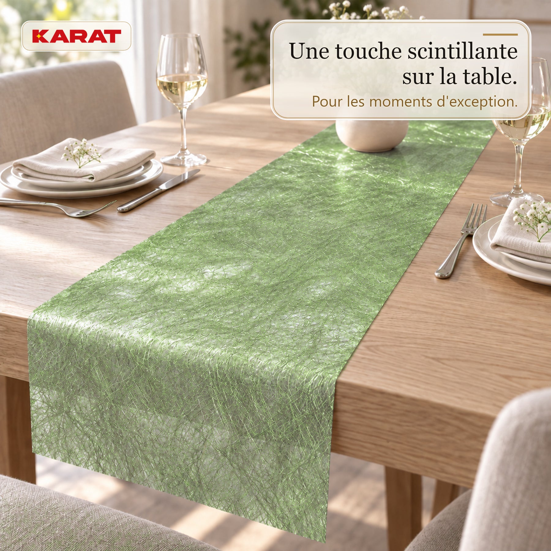 Chemin de table | Monarch | Voile décoratif à reflets métallisés | Rouleau 30 cm x 25 m | 13 coloris