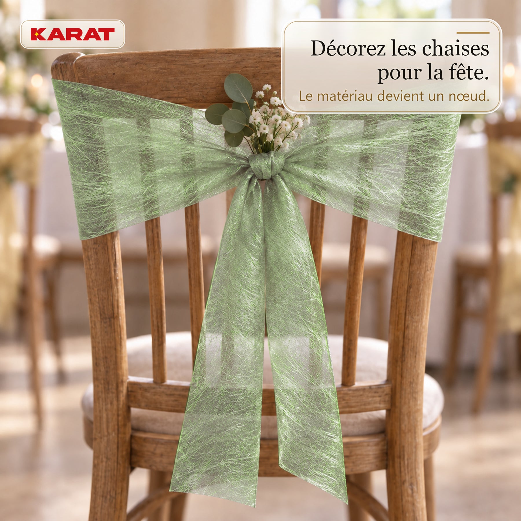 Chemin de table | Monarch | Voile décoratif à reflets métallisés | Rouleau 30 cm x 25 m | 13 coloris