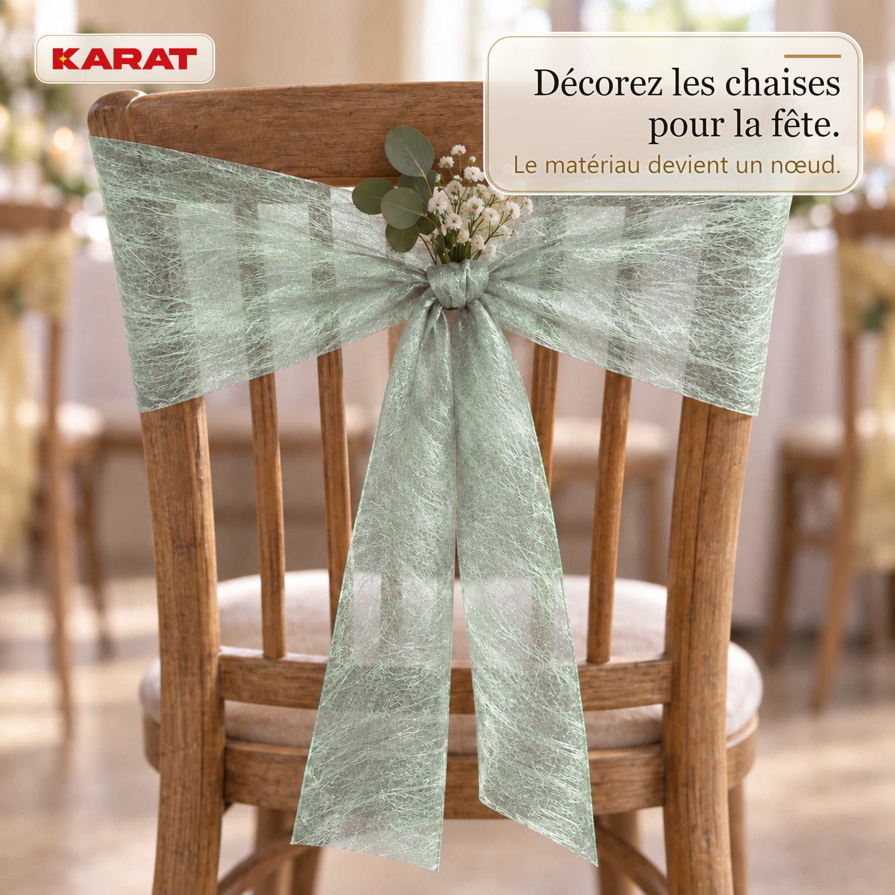 Chemin de table | Monarch | Voile décoratif à reflets métallisés | Rouleau 30 cm x 25 m | 13 coloris