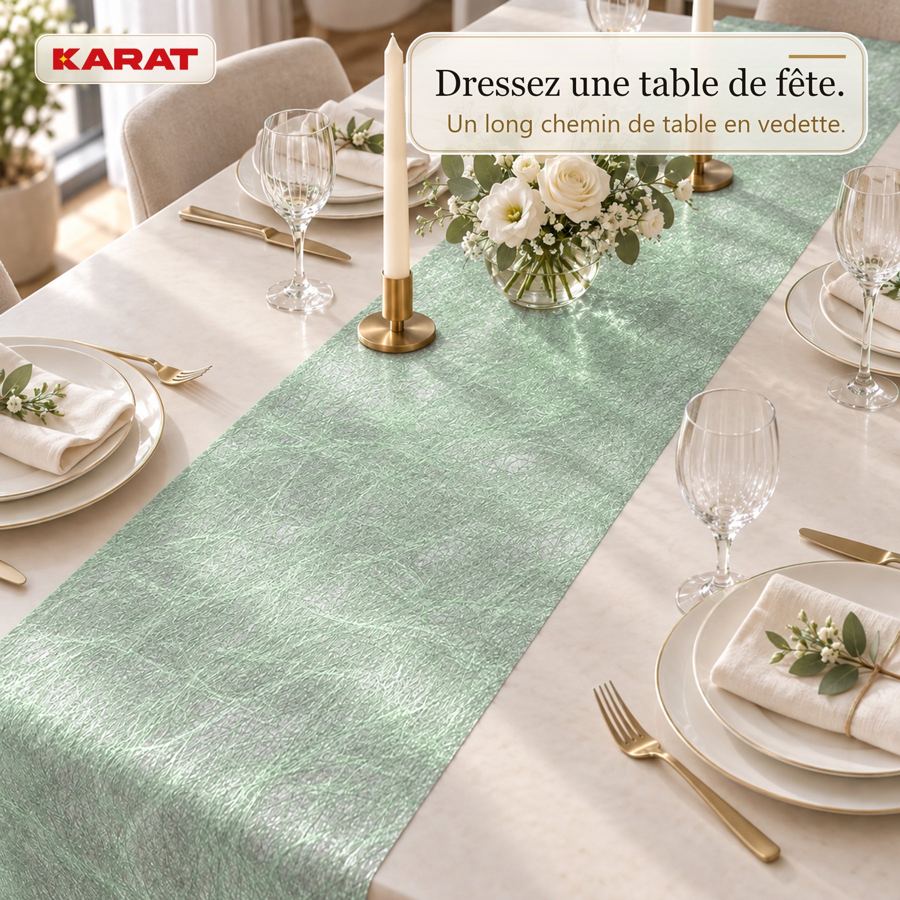 Chemin de table | Monarch | Voile décoratif à reflets métallisés | Rouleau 30 cm x 25 m | 13 coloris