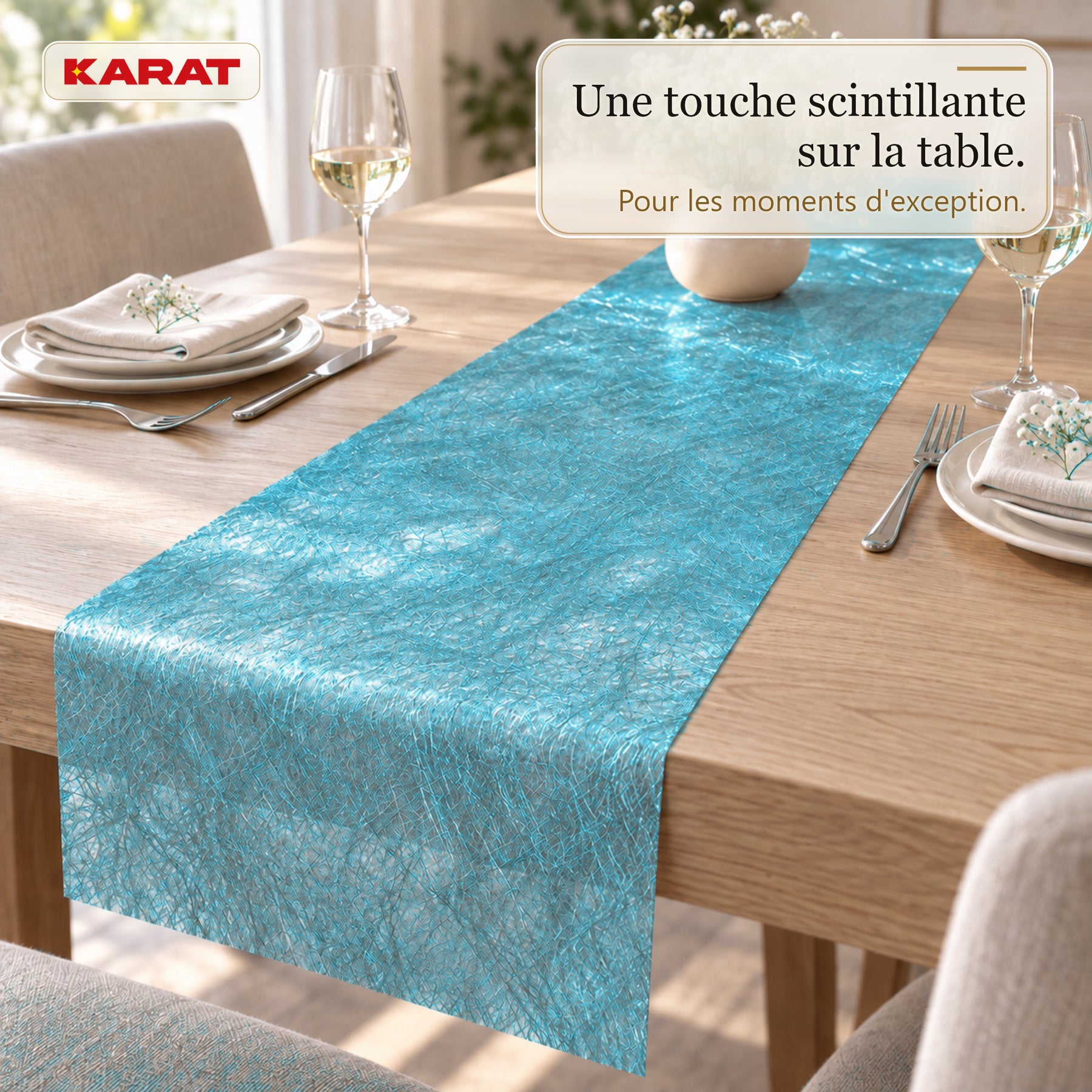 Chemin de table | Monarch | Voile décoratif à reflets métallisés | Rouleau 30 cm x 25 m | 13 coloris